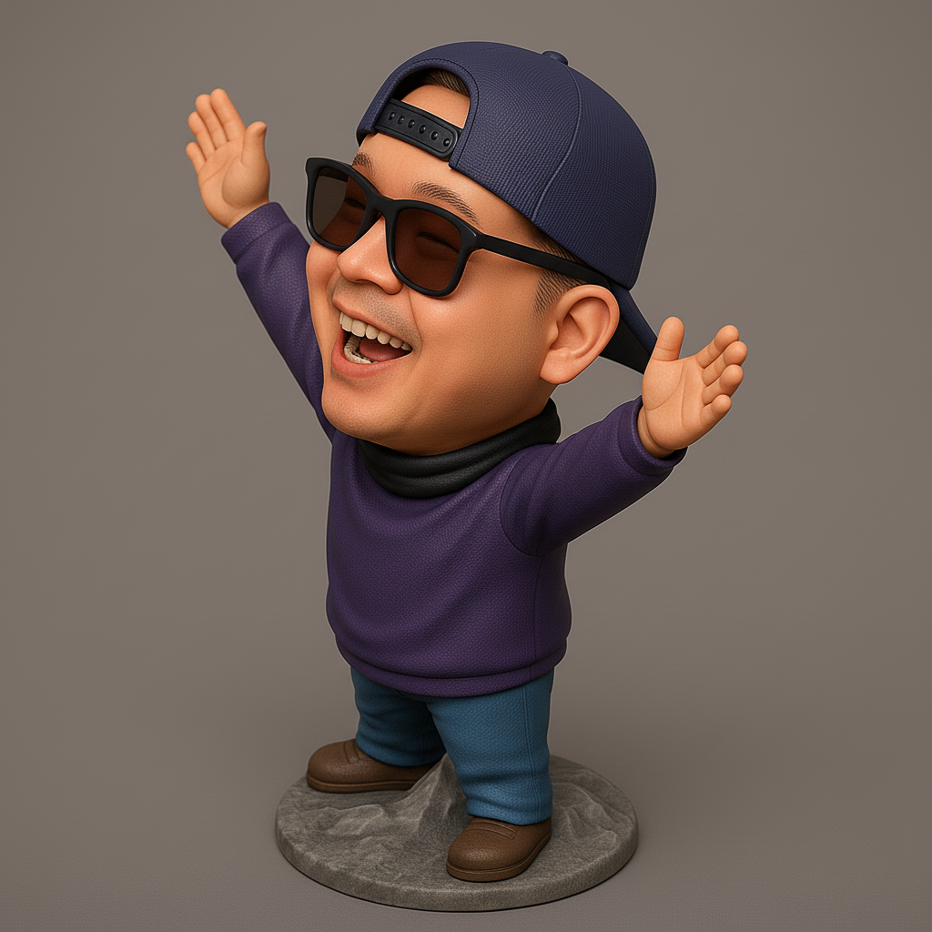 superhero STL files-collectible 3D figurines_Joyful Character Figurine with Sunglasses