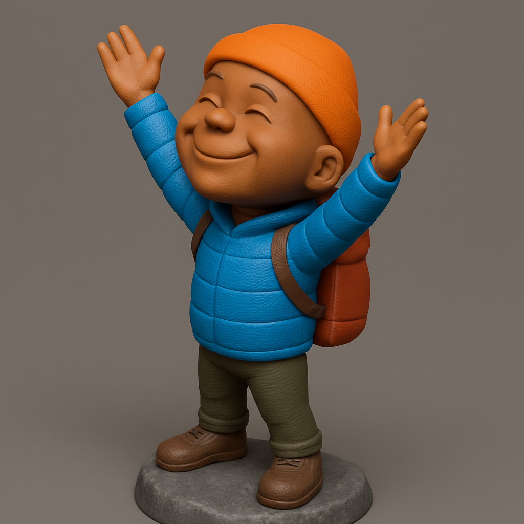 face anatomy 3d model-create 3d face model from photo_Joyful Explorer: Happy Hiker Celebration 3D Print