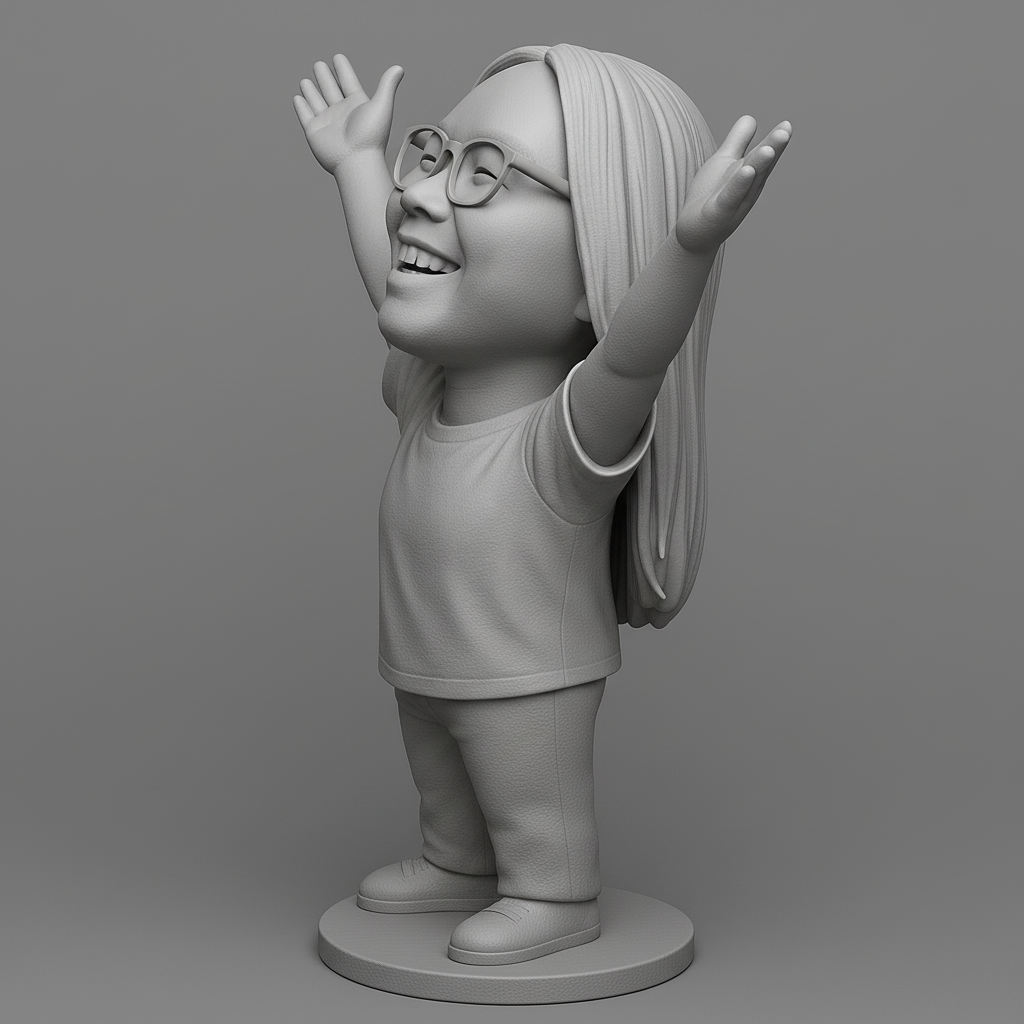 face anatomy 3d model-create 3d face model from photo_Joyful 3D Figurine with Outstretched Arms