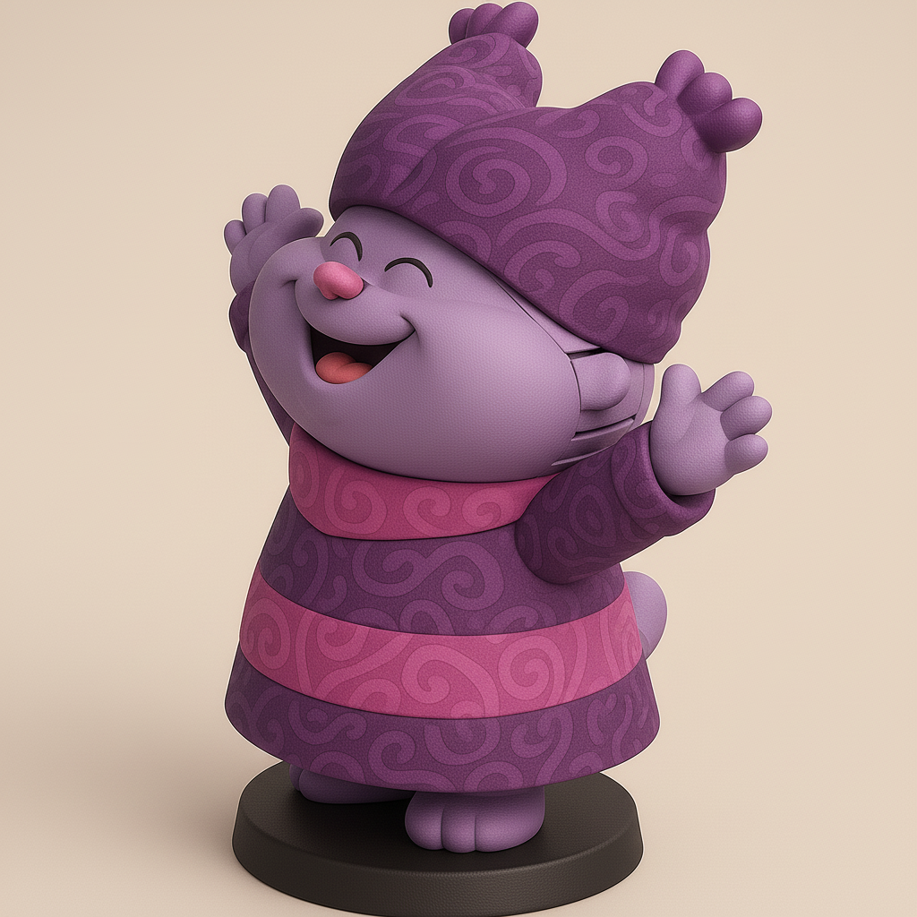 silhouette 3d printer maker-3d portrait printing_Whimsical Purple Character Model
