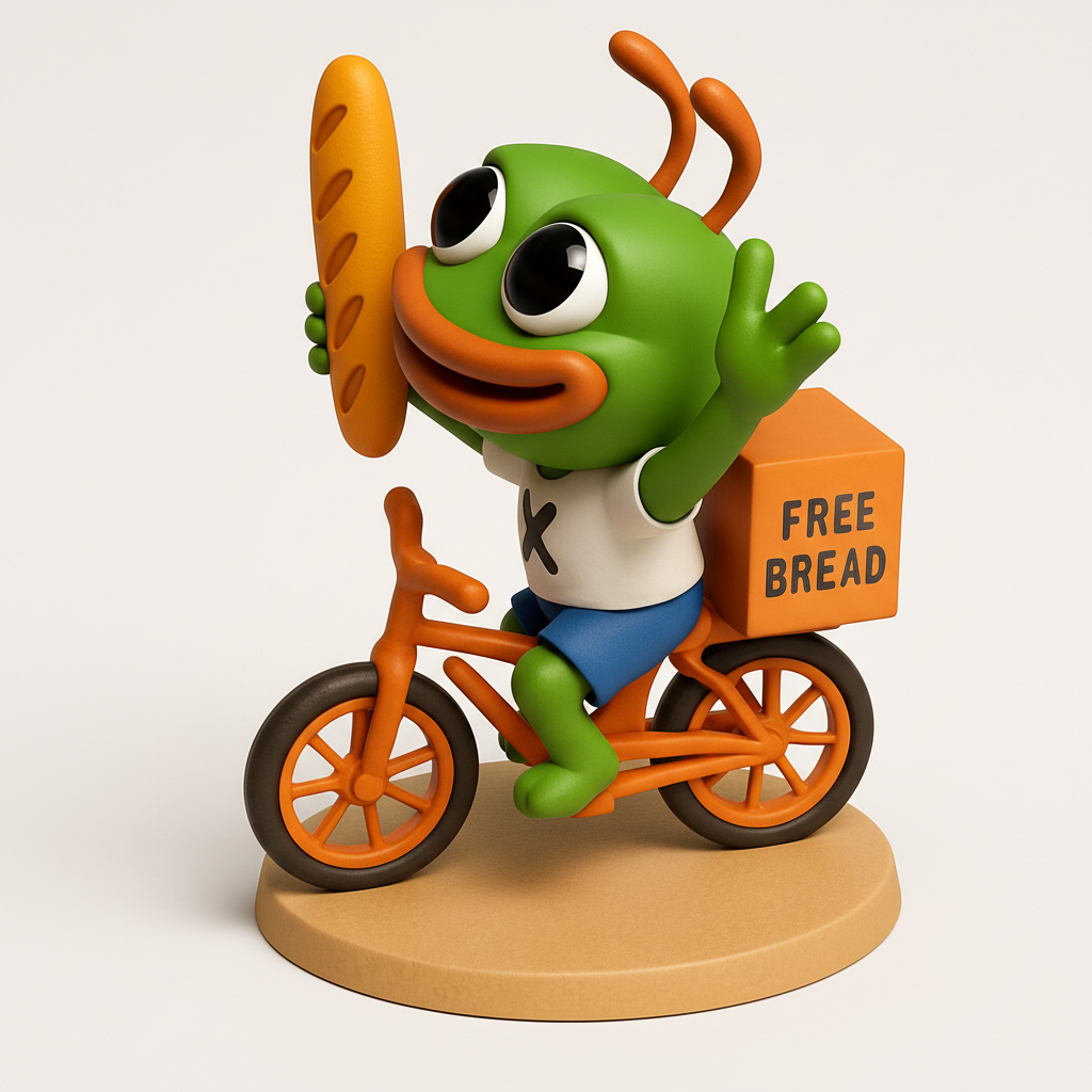 face to 3d model ai-3D portrait printing from photo_Charming Frog on Bike: Free Bread Delivery Figurine