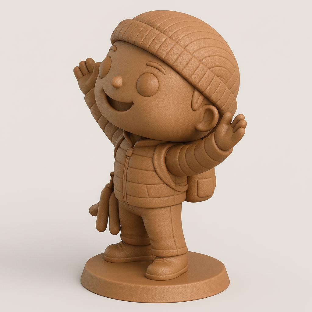 face to 3d model ai-3D portrait printing from photo_Joyful Hiker Figurine: Ready for Adventure!