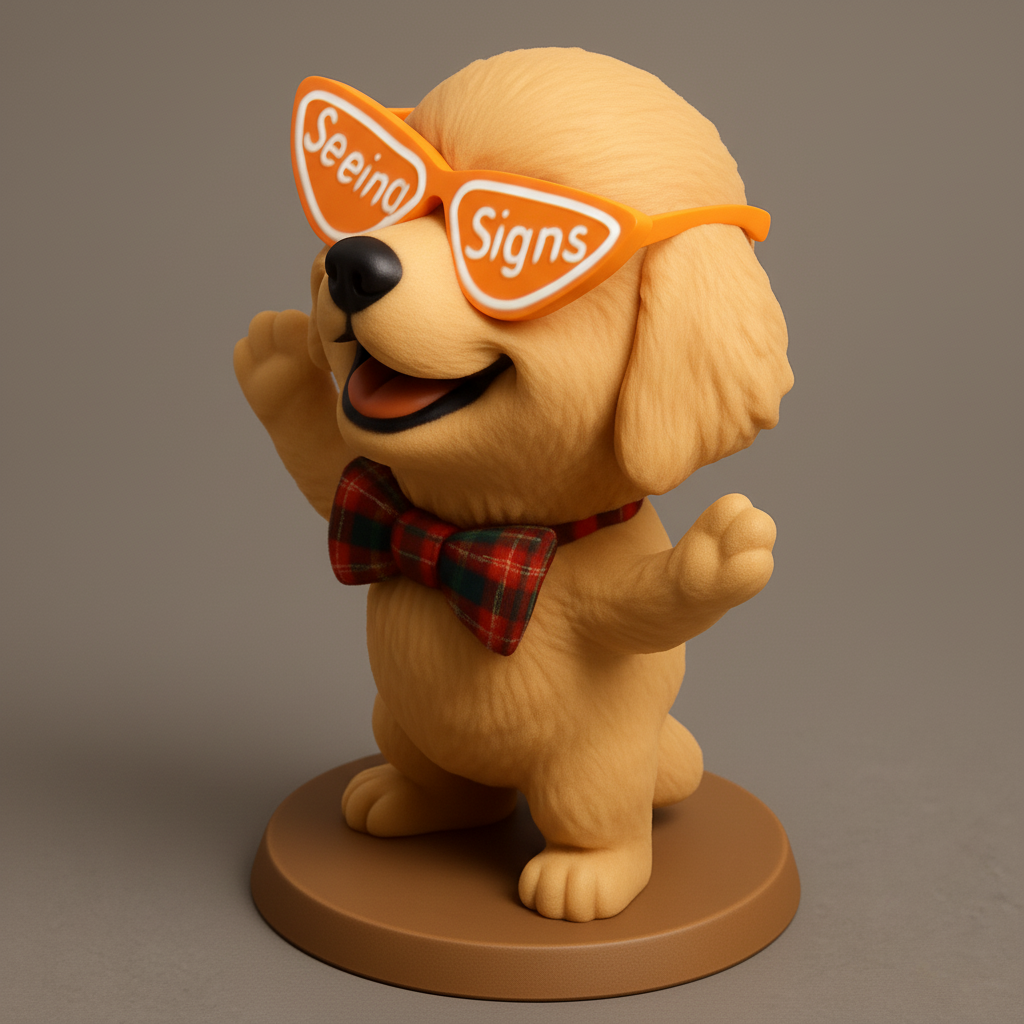 silhouette 3d printer maker-3d portrait printing_Cheerful Puppy Figurine with Sunglasses