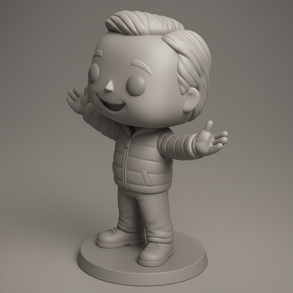 face to 3d model ai-3D portrait printing from photo_Charming Welcoming Pop-Style Figurine for Display