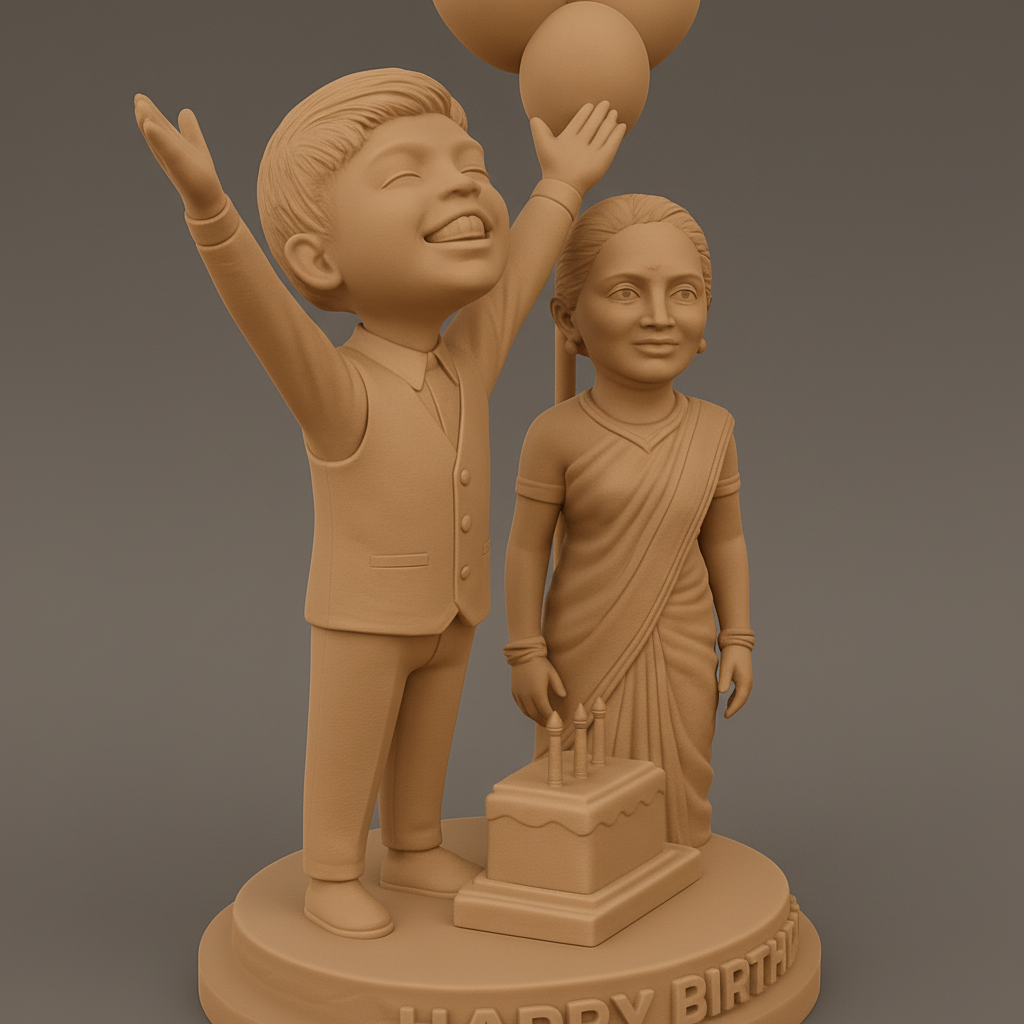 silhouette 3d printer maker-3d portrait printing_Joyful Family Birthday Figurine - A Special Keepsake