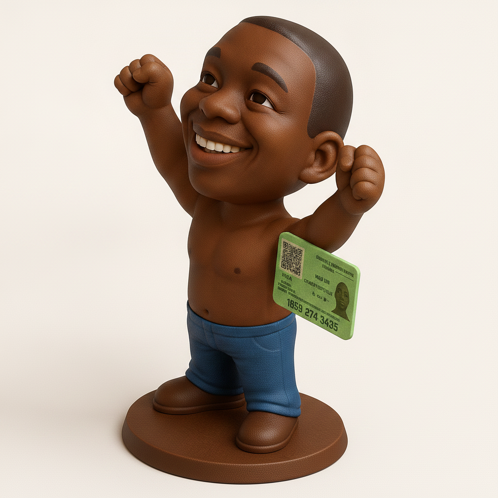 face anatomy 3d model-create 3d face model from photo_Celebrate Joy: Happy Child with Card Figurine