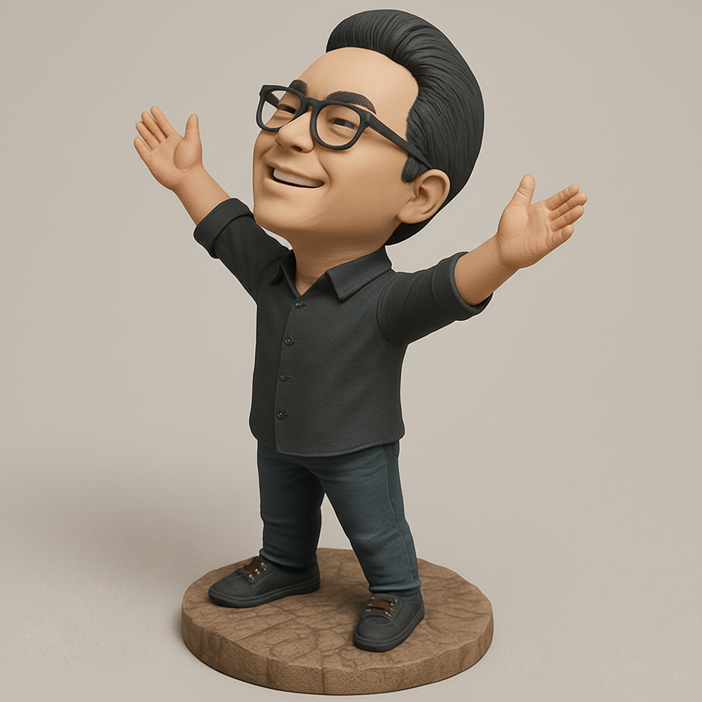 face anatomy 3d model-create 3d face model from photo_Enthusiastic Man Figurine - Arms Open for Success!