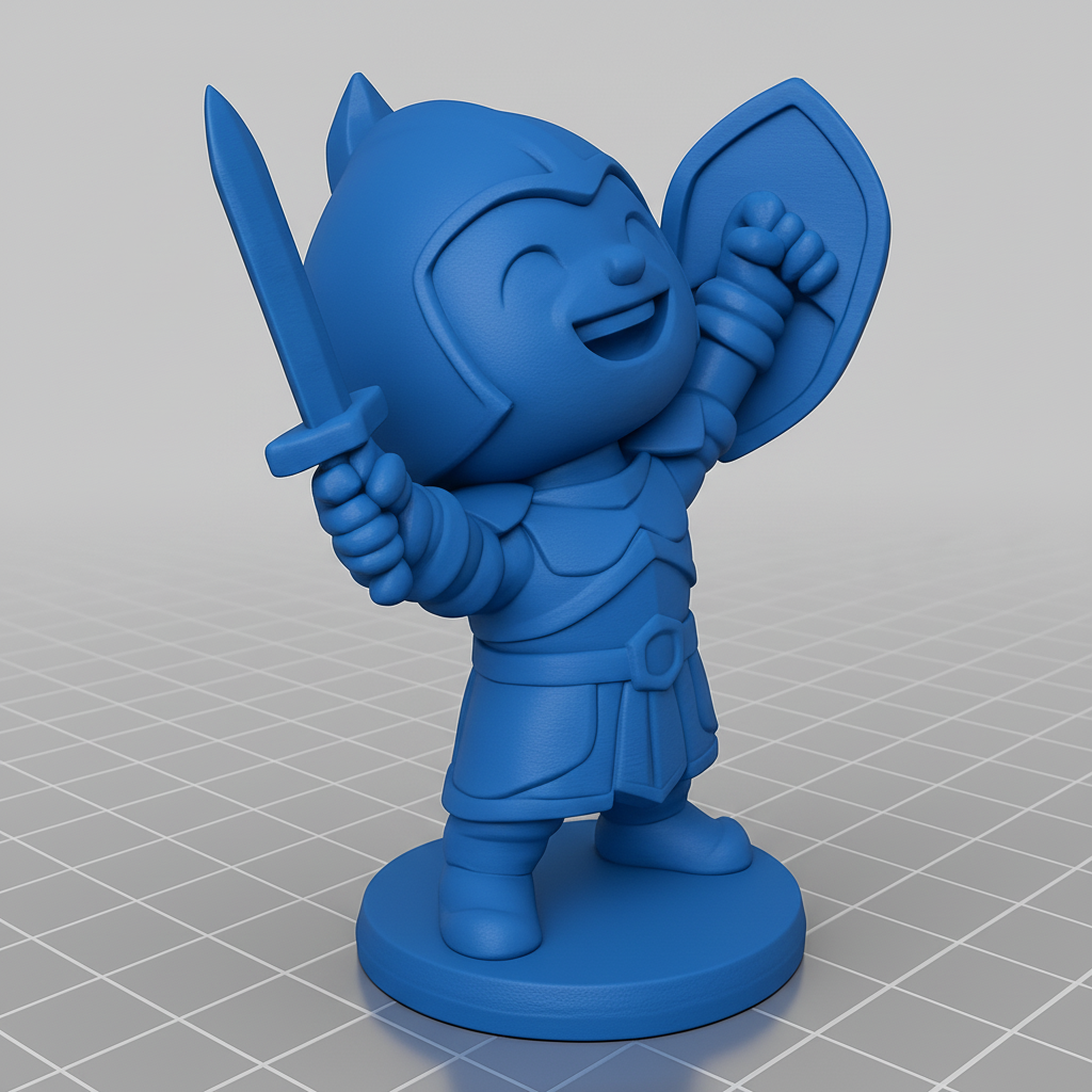 face anatomy 3d model-create 3d face model from photo_Joyful Chibi Knight Figure - Ready for Adventure!