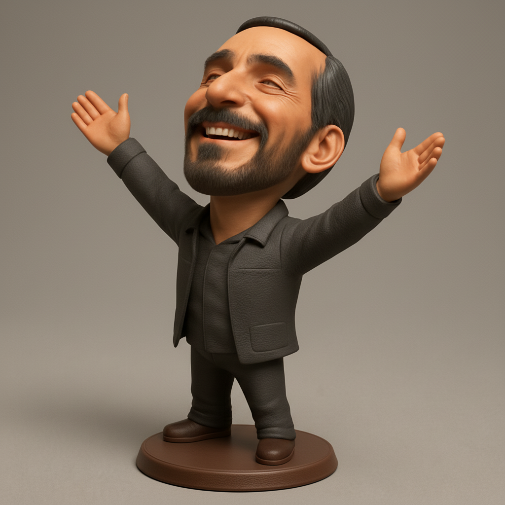silhouette 3d printer maker-3d portrait printing_Spread Happiness: Bearded Man Joy Figurine