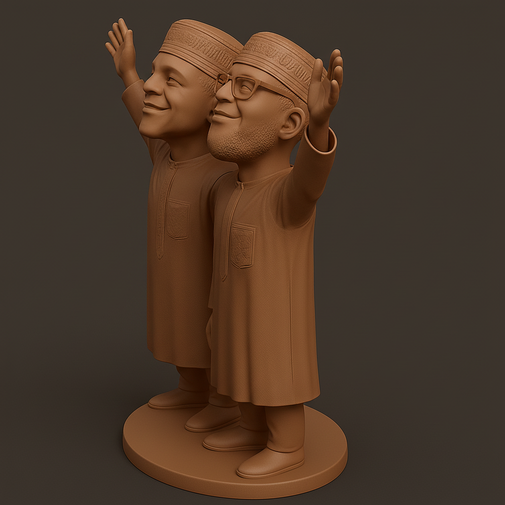 silhouette 3d printer maker-3d portrait printing_Joyful Twin Figurines for 3D Printing