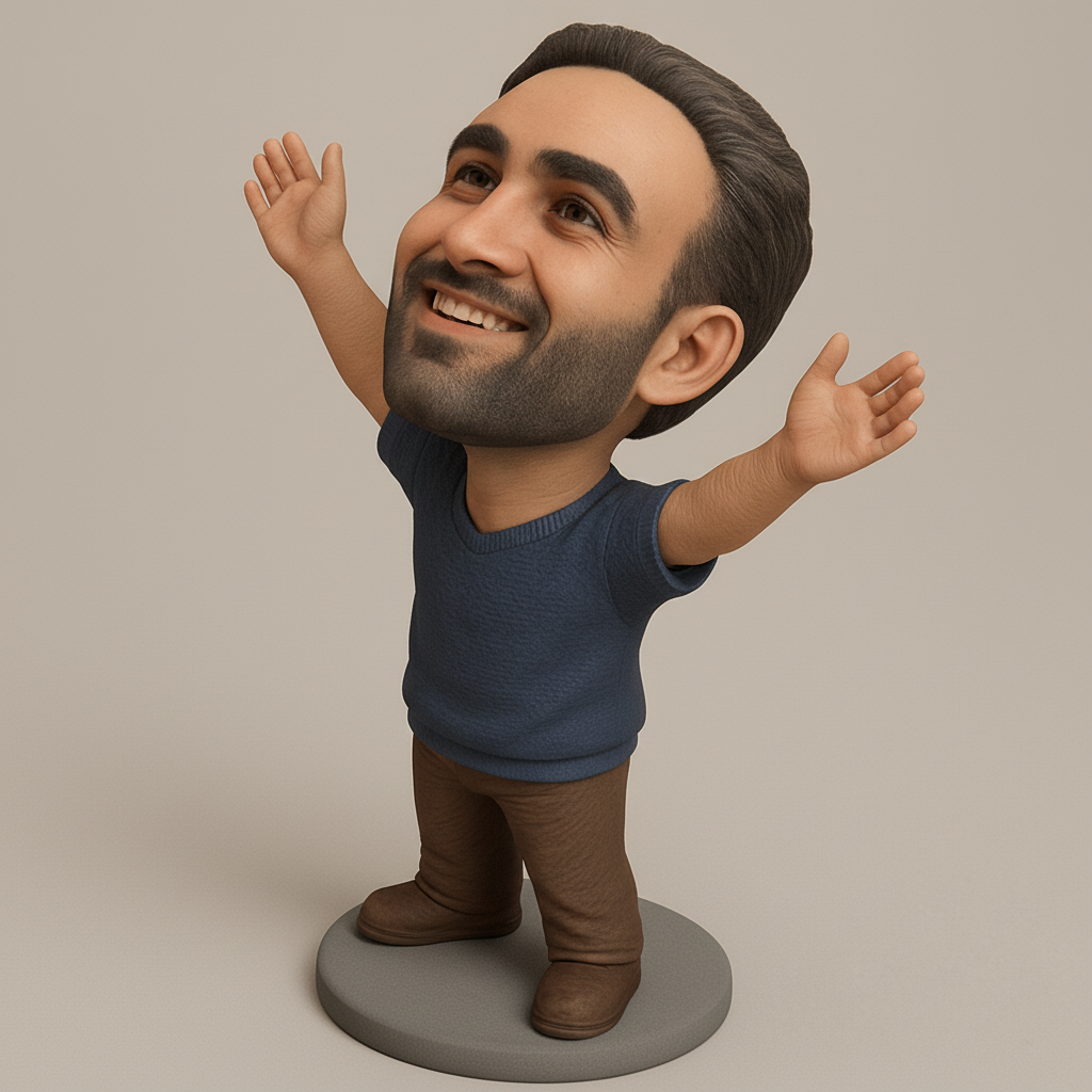 face anatomy 3d model-create 3d face model from photo_Happy Guy Bobblehead - Embrace Joy & Optimism