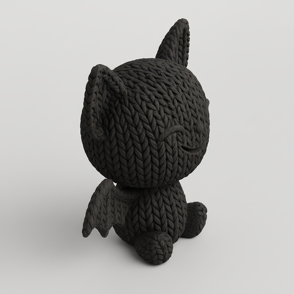 face to 3d model ai-3D portrait printing from photo_Adorable Knitted Bat Pal - Smiling Halloween Friend