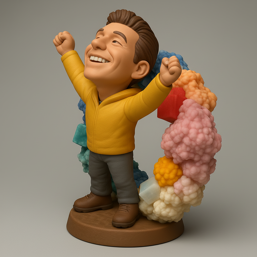 face anatomy 3d model-create 3d face model from photo_Joyful Celebration Figure with Colorful Background