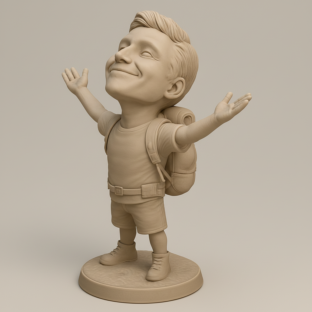 face to 3d model ai-3D portrait printing from photo_Joyful Explorer: Happy Adventurer 3D Print