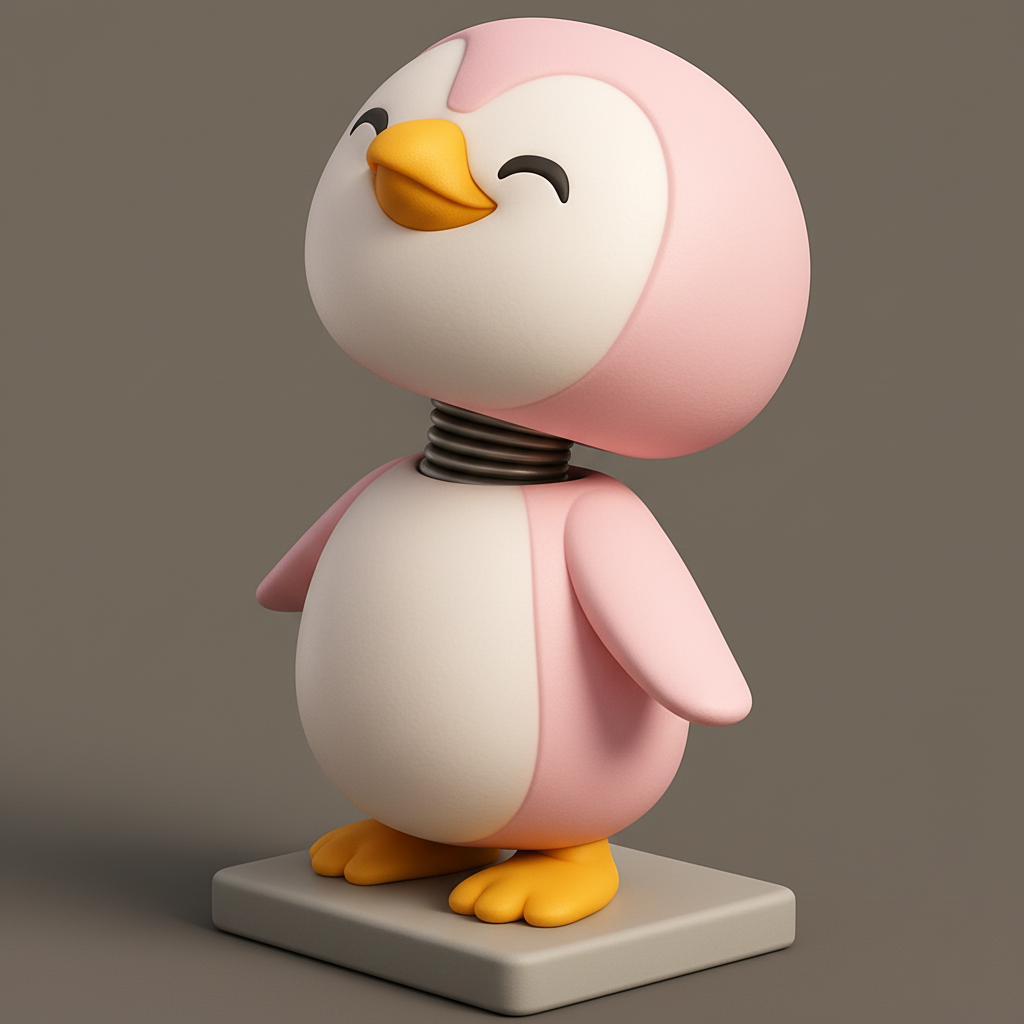 silhouette 3d printer maker-3d portrait printing_Adorable Pink Penguin Figurine