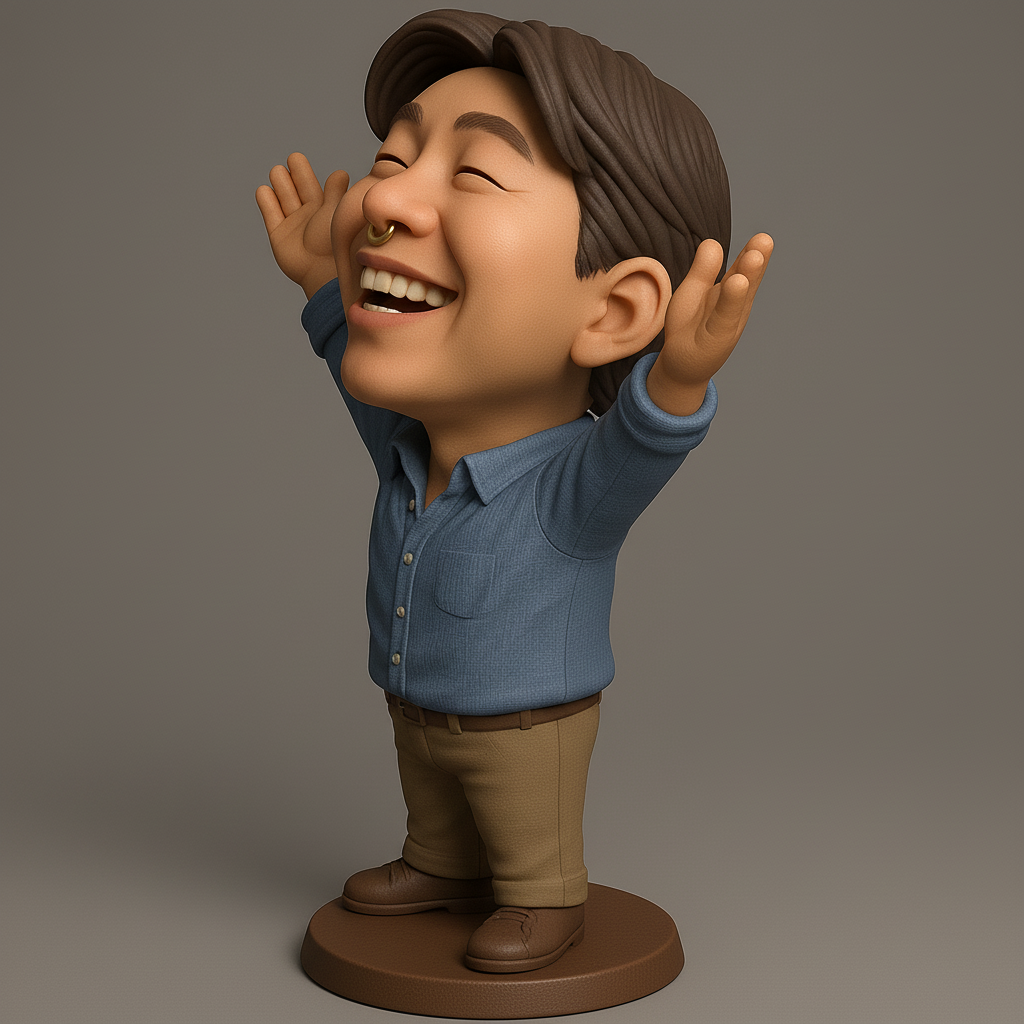 silhouette 3d printer maker-3d portrait printing_Joyful Figurine with Outstretched Arms