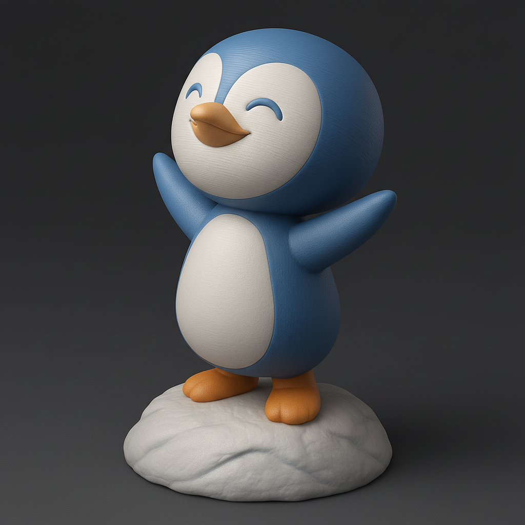 silhouette 3d printer maker-3d portrait printing_Cheerful Penguin Figurine for Fun Displays