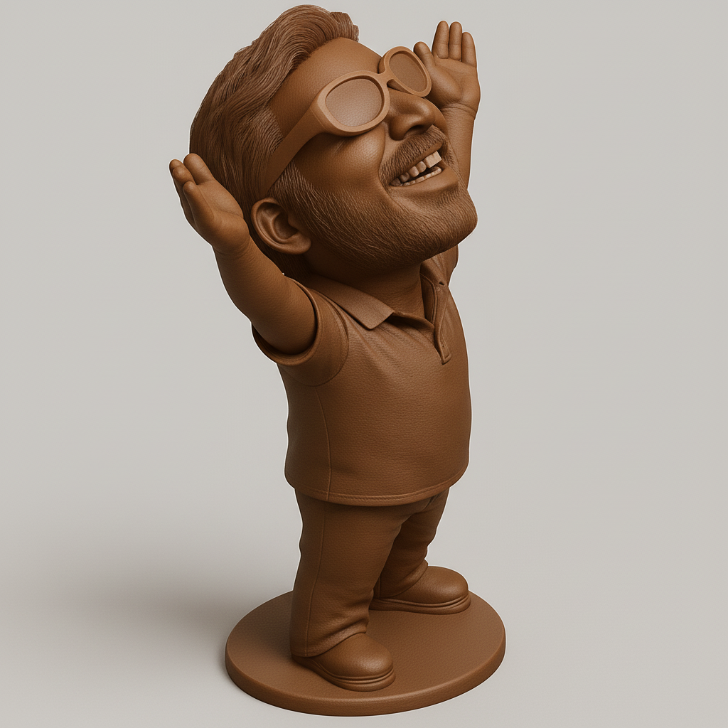 face to 3d model ai-3D portrait printing from photo_Uplifting Happy Man Caricature – Celebrate Success!