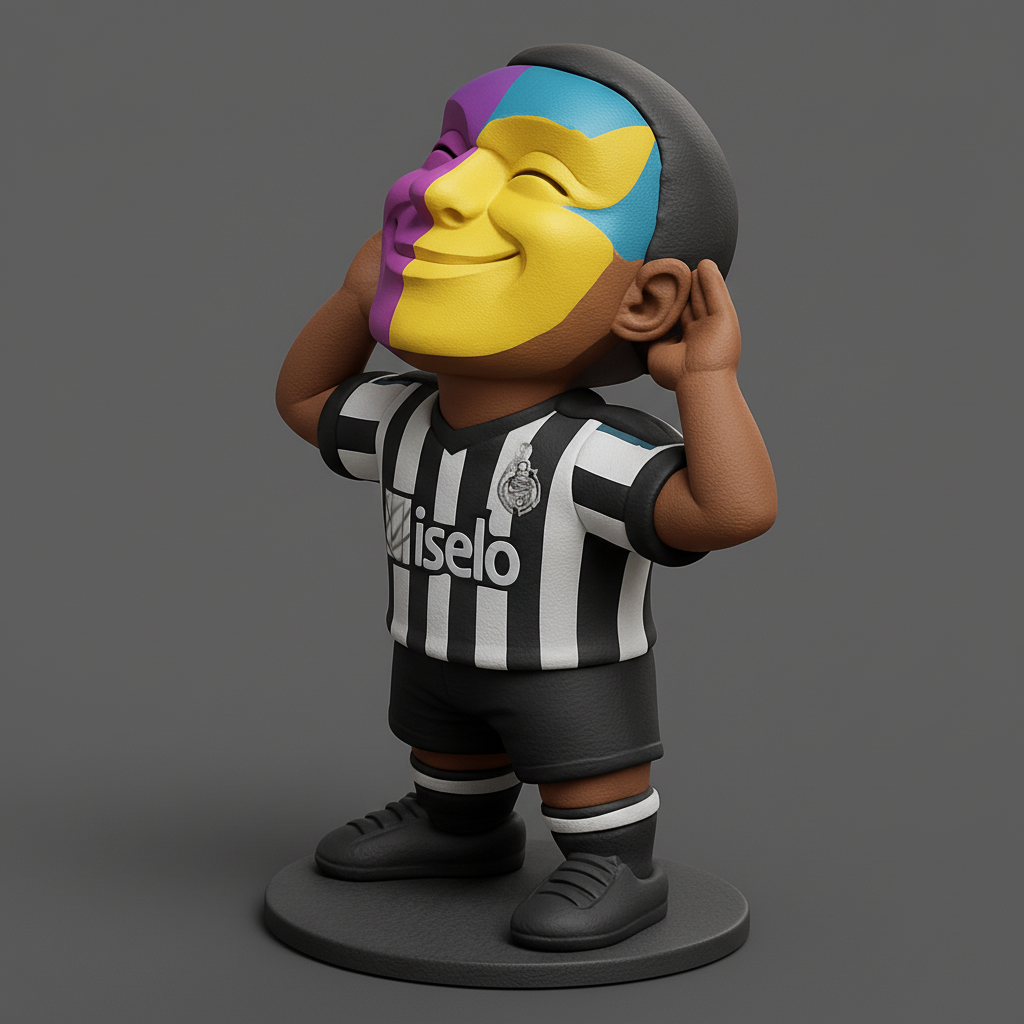 face to 3d model ai-3D portrait printing from photo_Vibrant Soccer Fan Mascot: Two Faces, One Joy!
