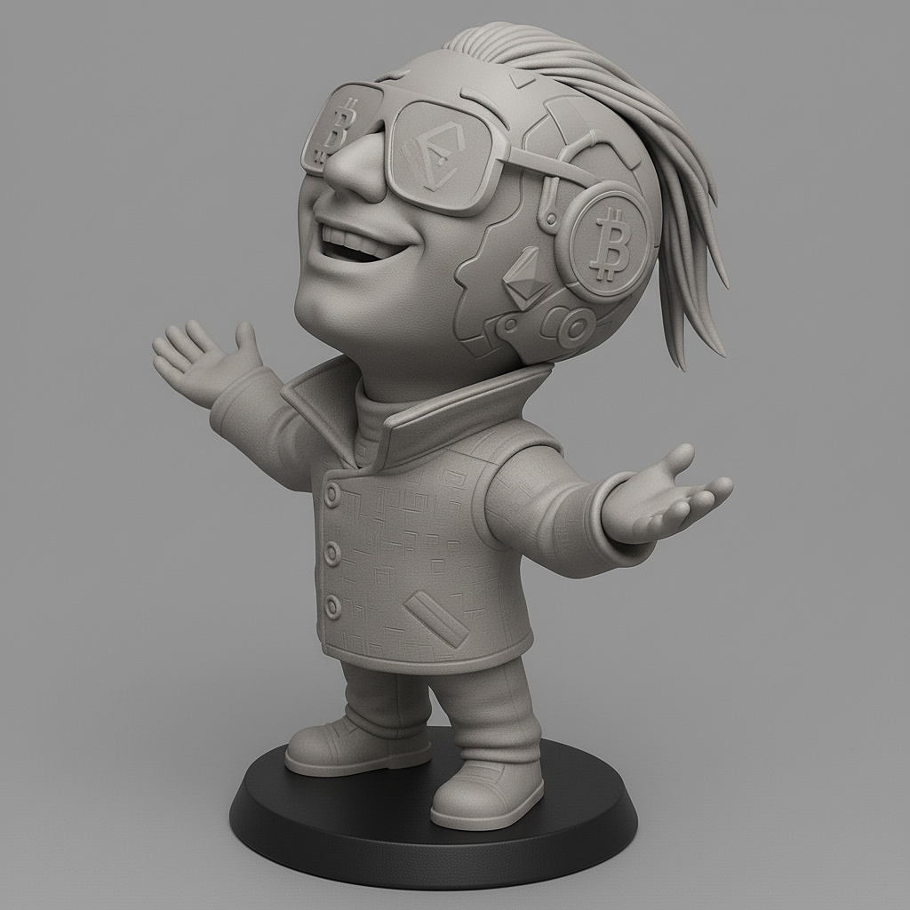 silhouette 3d printer maker-3d portrait printing_Cheerful Crypto Kid 3D Model