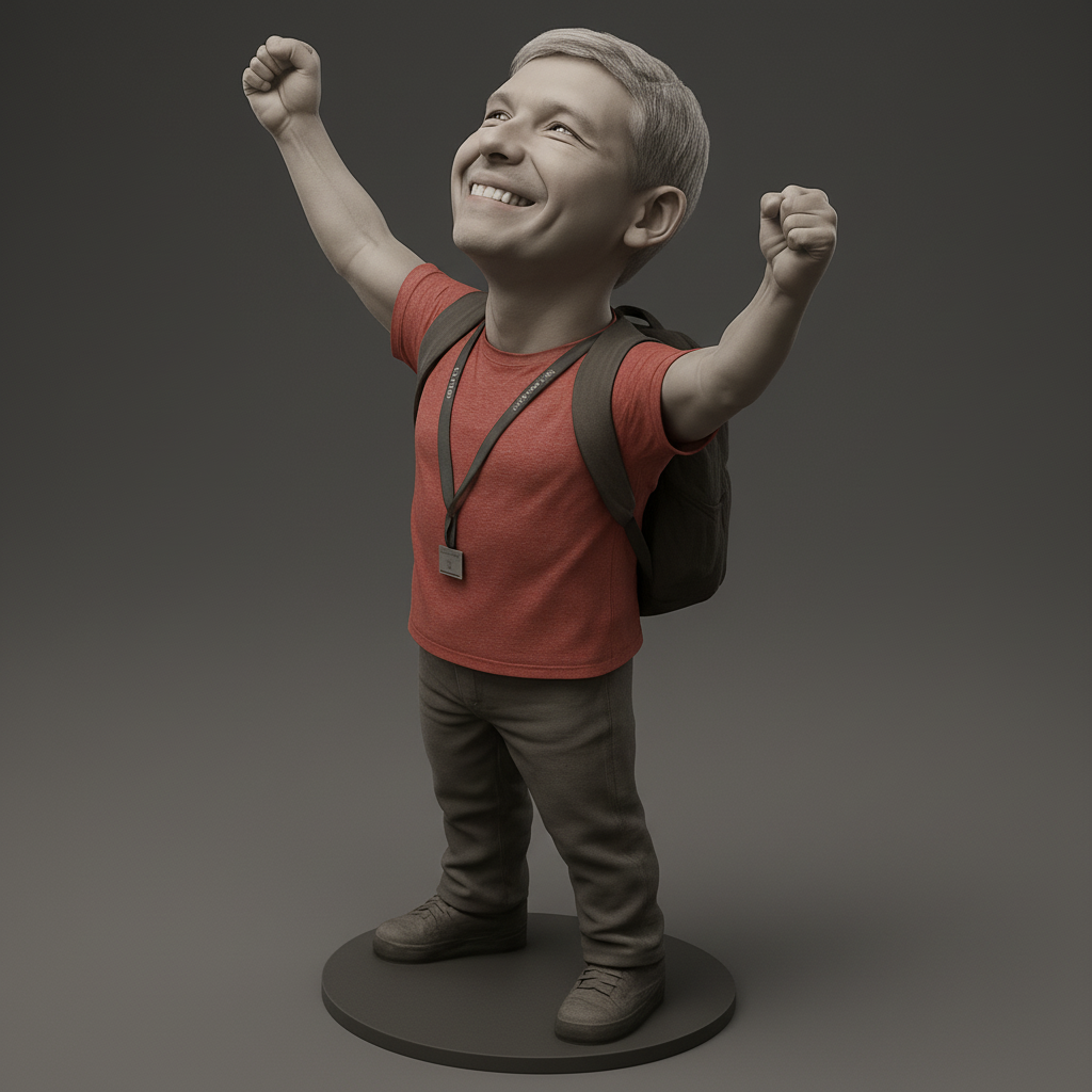 silhouette 3d printer maker-3d portrait printing_Joyful Victory Pose 3D Model