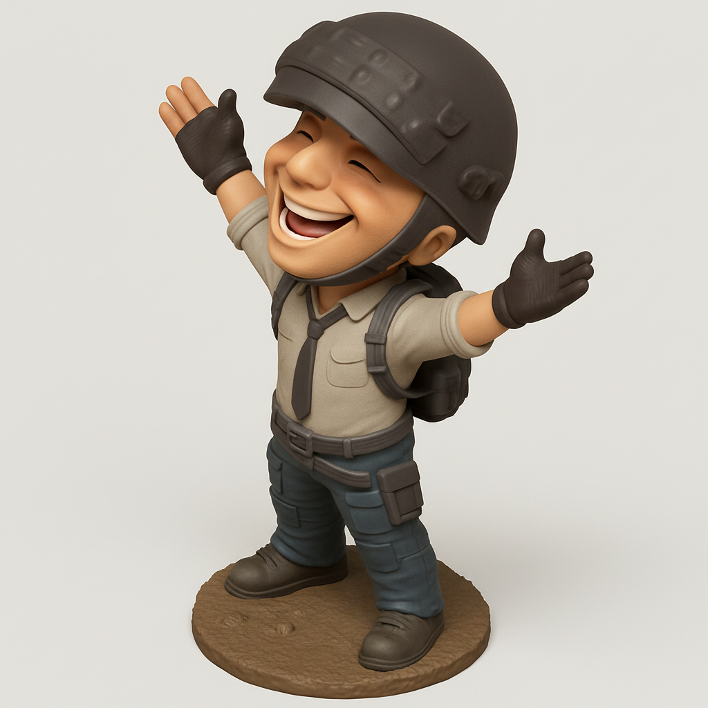 face to 3d model ai-3D portrait printing from photo_Cheerful PUBG Player Figurine - Celebrate Every Win!