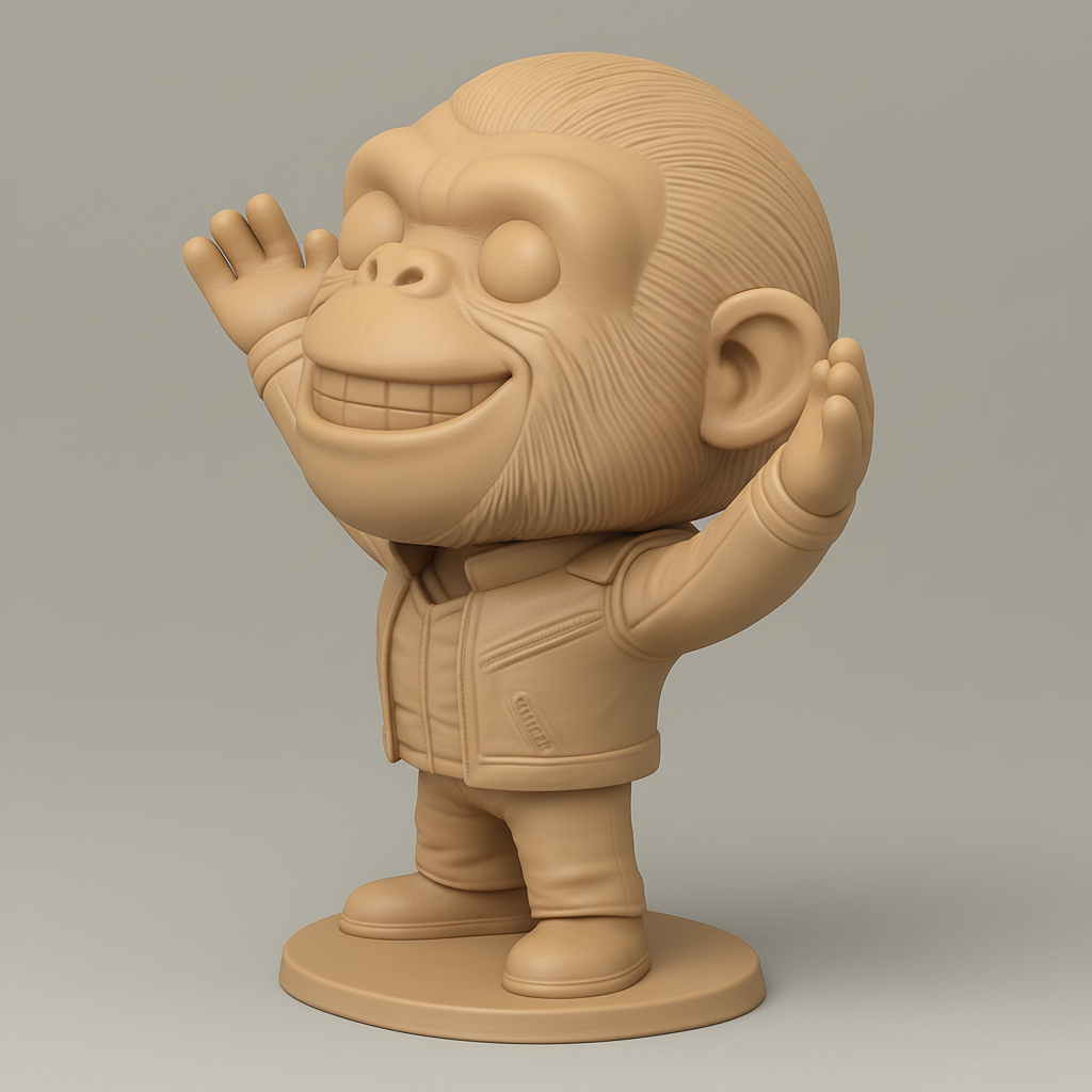 face anatomy 3d model-create 3d face model from photo_Joyful Chimp Desk Companion: Smile-Inducing 3D Print