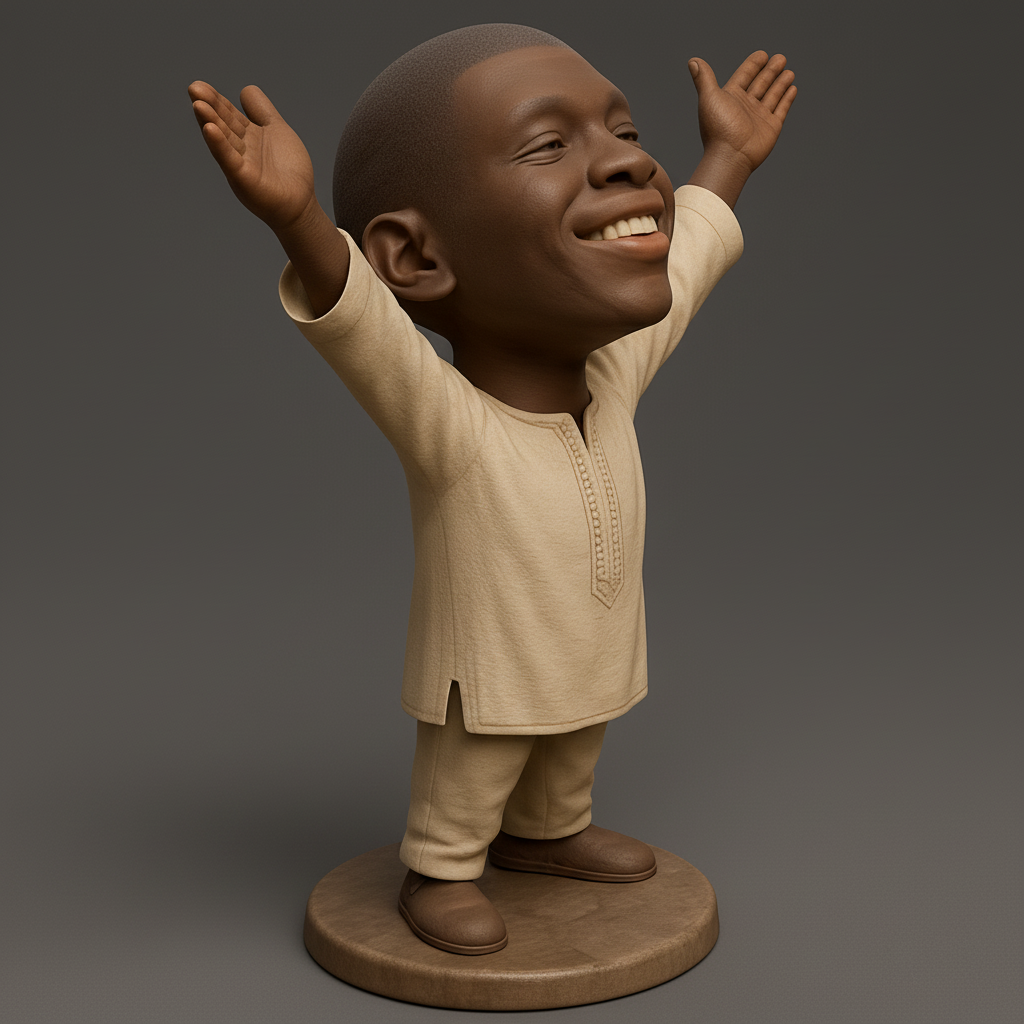 silhouette 3d printer maker-3d portrait printing_Joyful African Child Figurine - Spread Happiness!