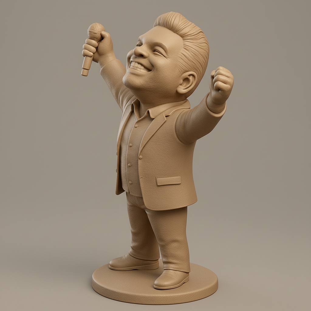 face anatomy 3d model-create 3d face model from photo_Celebrate Success: Joyful Singer Bobblehead Figurine