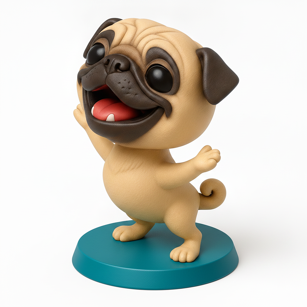 face anatomy 3d model-create 3d face model from photo_Joyful Pug Pal Figurine - A Happy Print for Your Home!