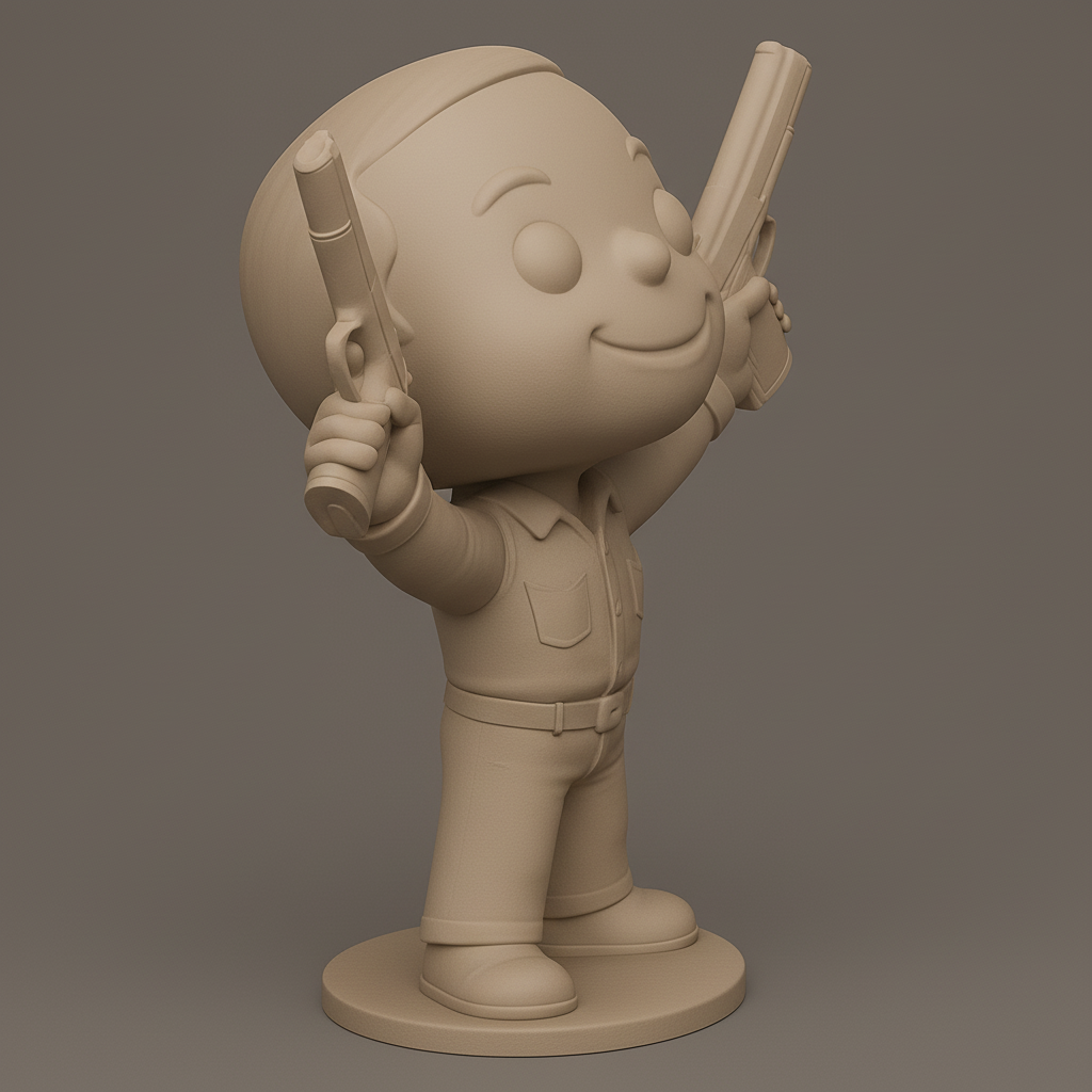 face to 3d model ai-3D portrait printing from photo_Gear Up: Dynamic Dual-Wielding Display Figure