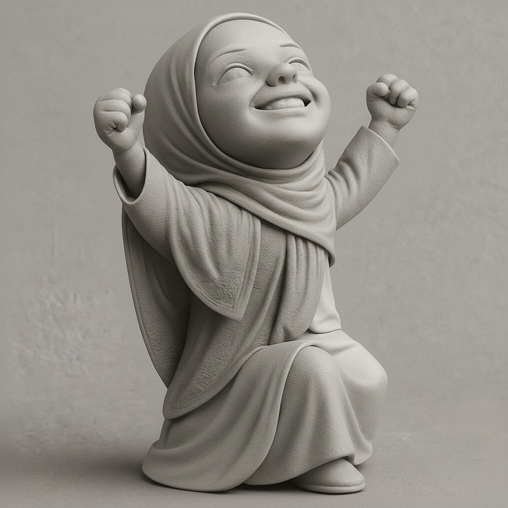 face anatomy 3d model-create 3d face model from photo_Joyful Hijabi Child: A Celebration of Triumph