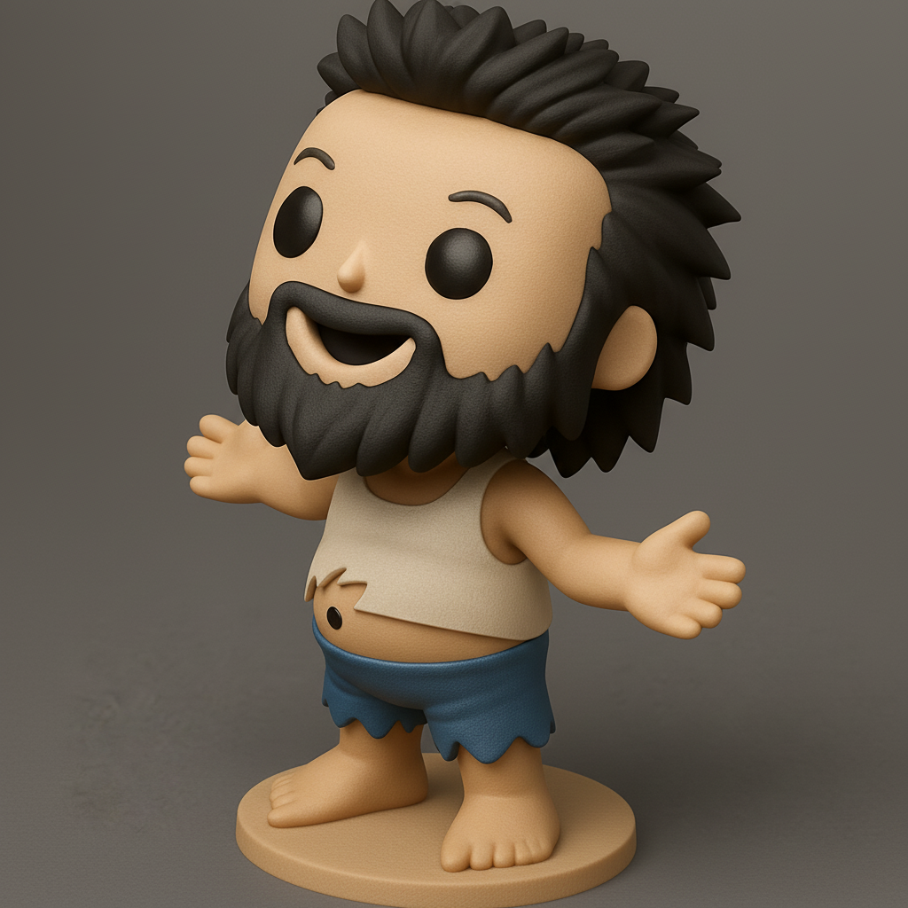 face anatomy 3d model-create 3d face model from photo_Charming Castaway Funko-Style Figurine