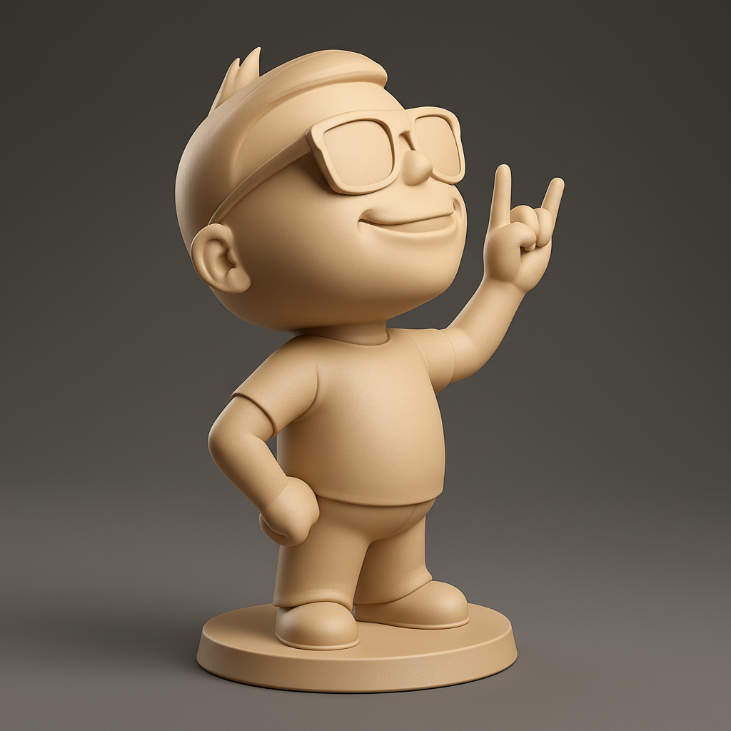 face to 3d model ai-3D portrait printing from photo_Rock On! Fun Sunglasses Boy 3D Print Figurine