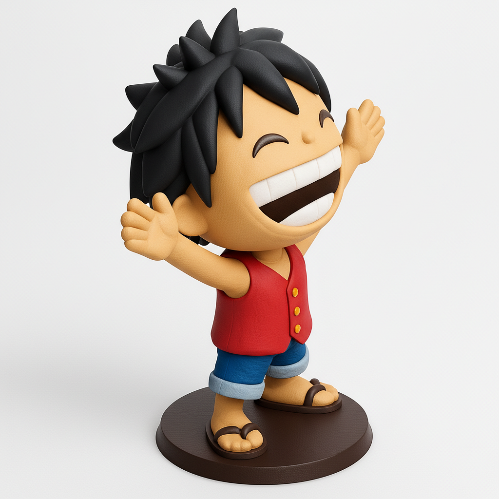 face anatomy 3d model-create 3d face model from photo_Chibi Luffy Figurine: Iconic Joyful Pose
