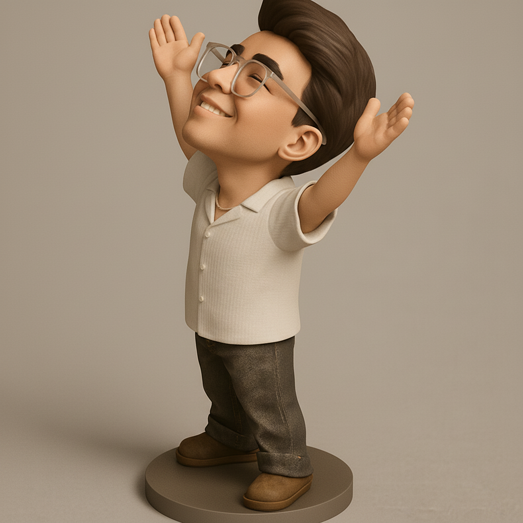 silhouette 3d printer maker-3d portrait printing_Joyful Celebration Figurine: Embrace Pure Positivity!
