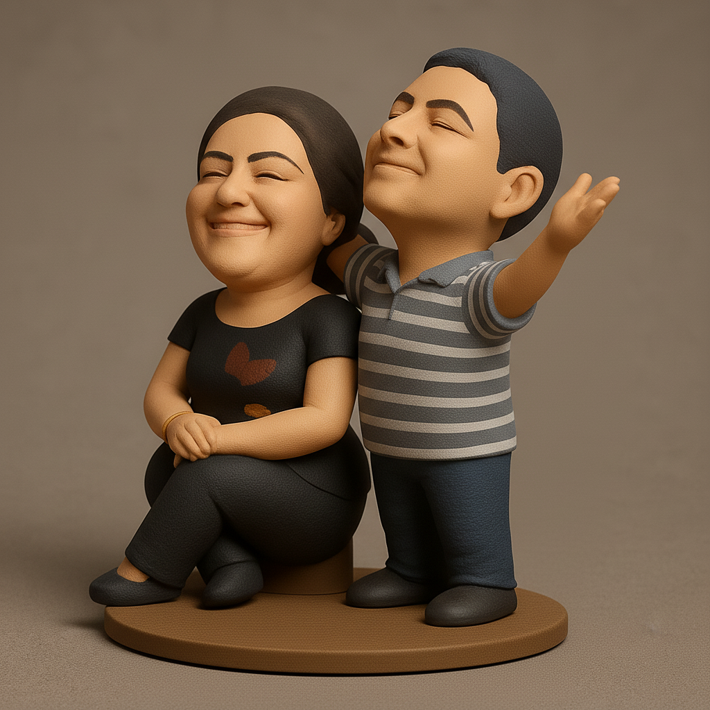 face to 3d model ai-3D portrait printing from photo_Smiling Couple Sculpture: Perfect Personalized Gift
