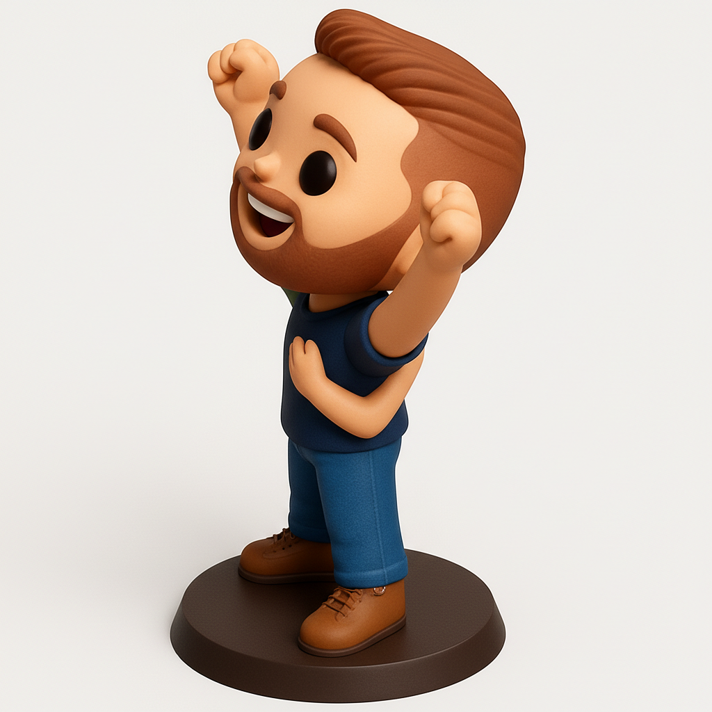 face anatomy 3d model-create 3d face model from photo_Happy Man Figurine - Celebrate Success!