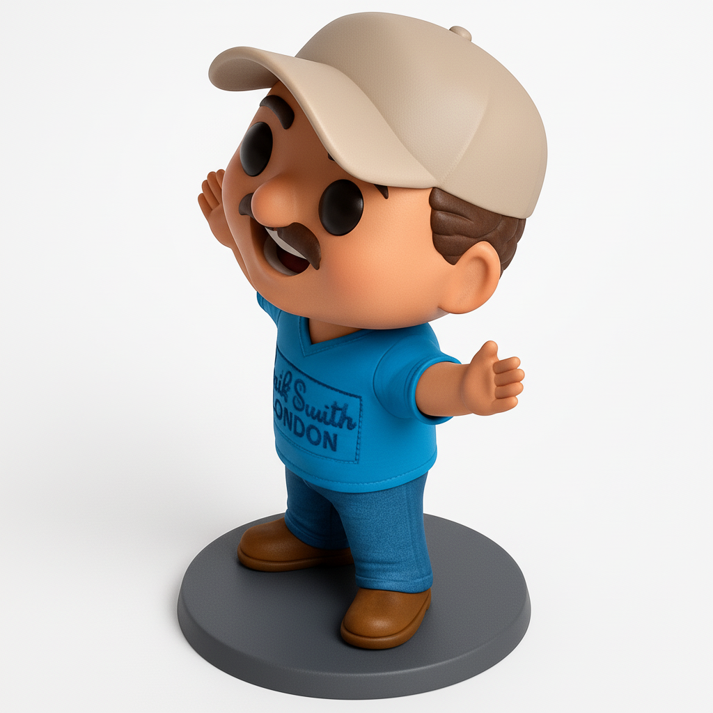 face to 3d model ai-3D portrait printing from photo_Friendly Moustache Man Figurine: Your Desk Companion