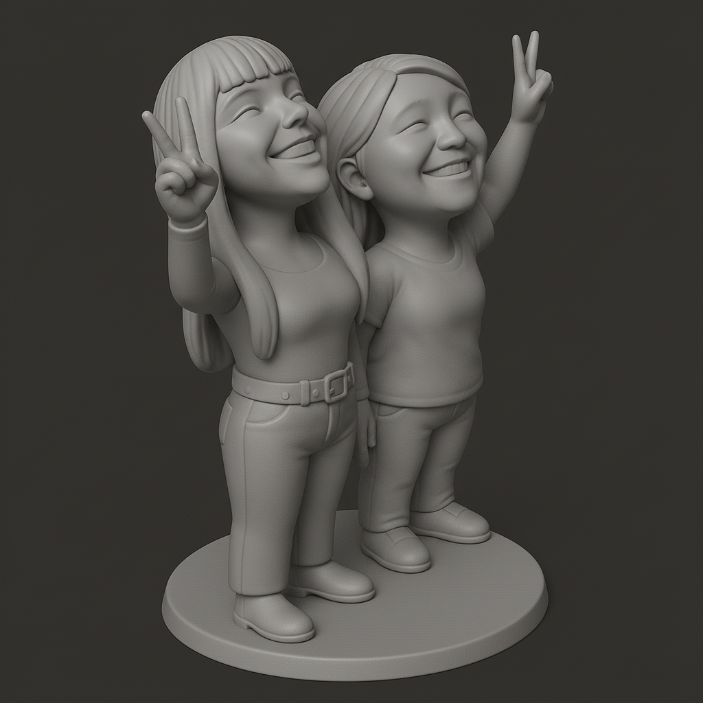 face anatomy 3d model-create 3d face model from photo_Joyful Friends Figurine for 3D Printing