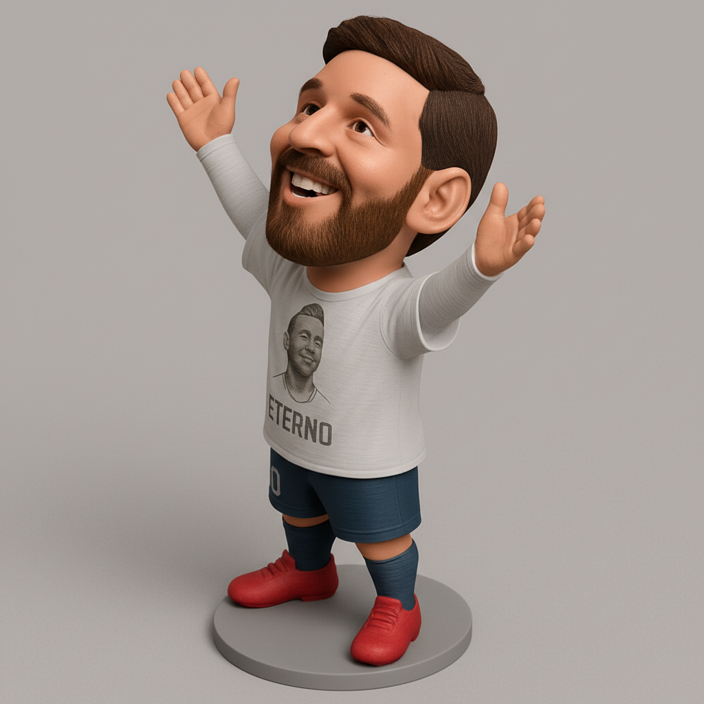 face to 3d model ai-3D portrait printing from photo_Messi Bobblehead: Iconic Pose, Eternal Tribute