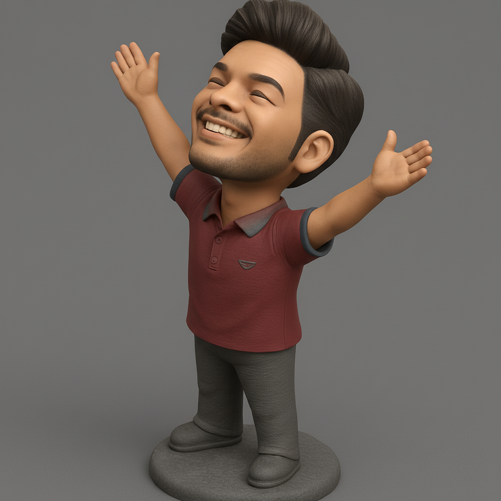 face anatomy 3d model-create 3d face model from photo_Happy Man Bobblehead: Embrace Joy & Celebrate!
