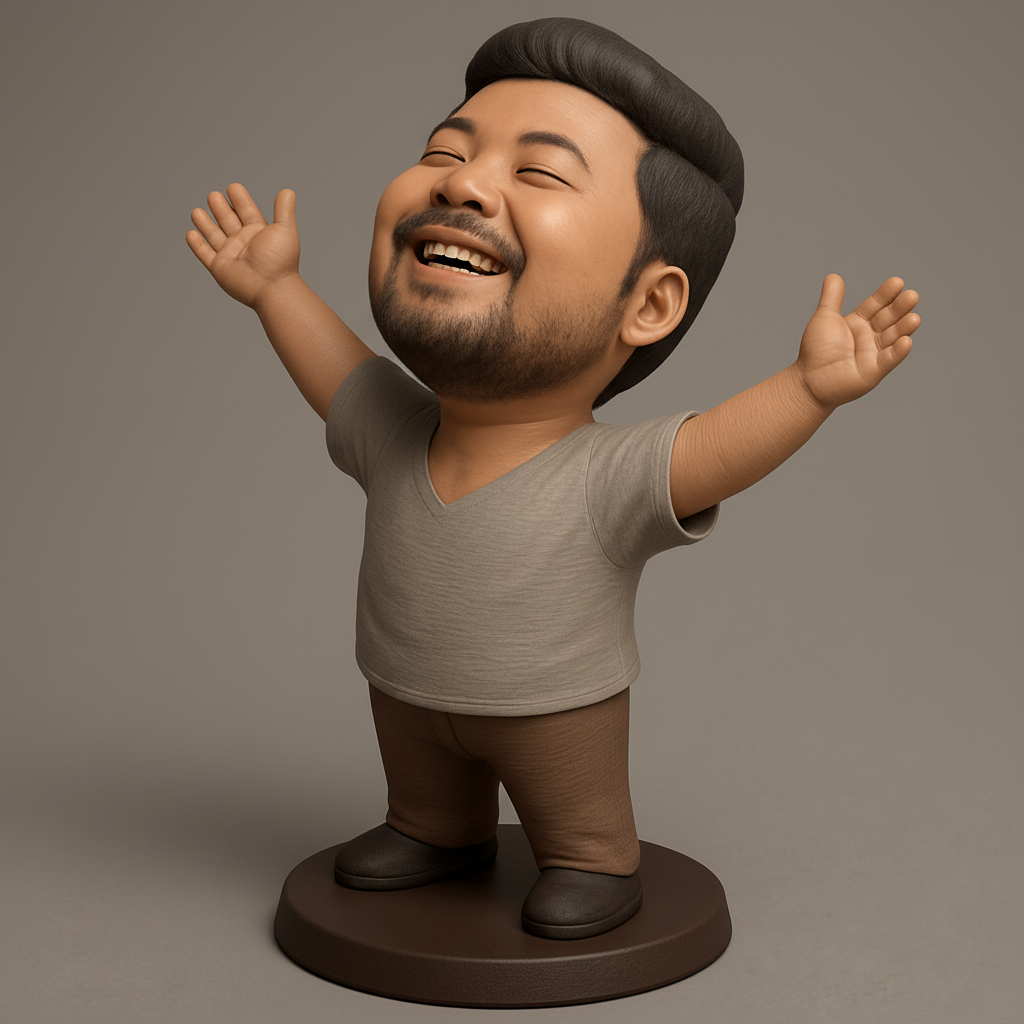 face anatomy 3d model-create 3d face model from photo_Uplifting Joy: Happy Man Figurine with Open Arms