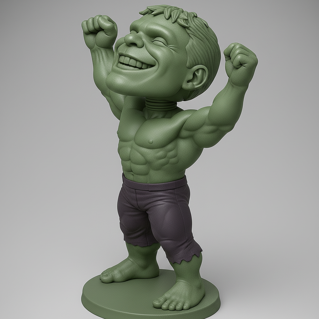silhouette 3d printer maker-3d portrait printing_Desktop Champion: Smiling Hulk Bobblehead