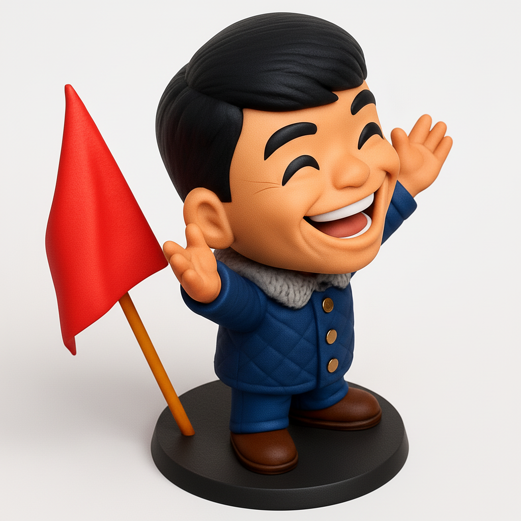 face anatomy 3d model-create 3d face model from photo_Optimistic Leader Figurine with Red Flag - Desk Decor