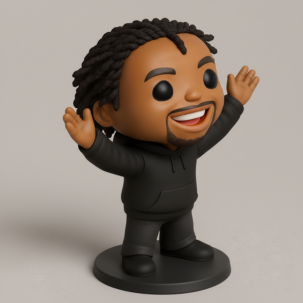face to 3d model ai-3D portrait printing from photo_Smiling Dreadlock Character Funko-Style Figurine
