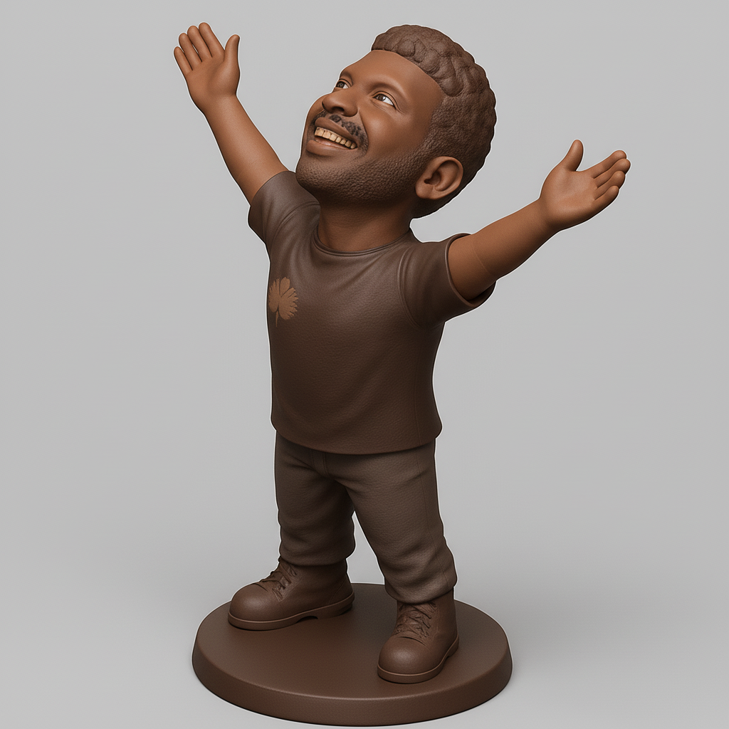 face to 3d model ai-3D portrait printing from photo_Joyful Celebration Man - Expressive Desktop Figurine
