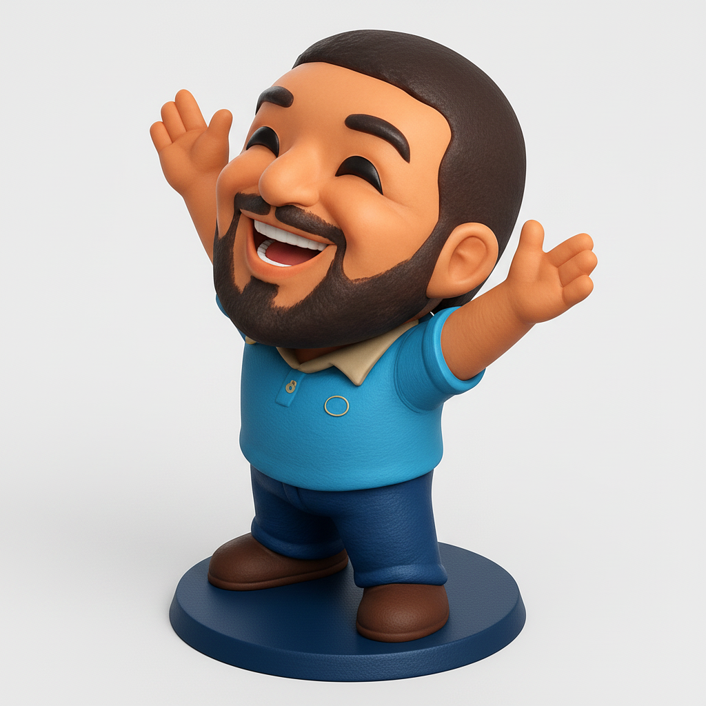 face to 3d model ai-3D portrait printing from photo_Spread Joy! Enthusiastic Man 3D Printable Figurine