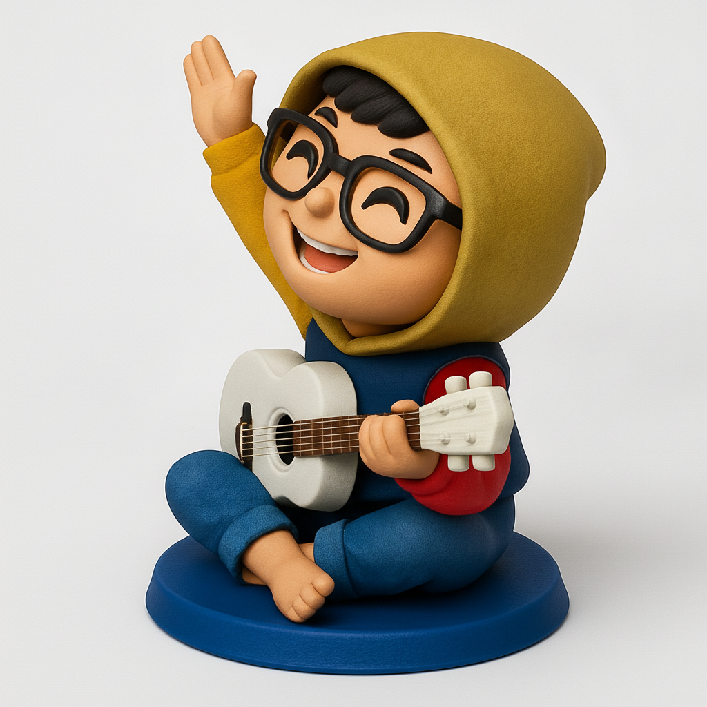 face anatomy 3d model-create 3d face model from photo_Cheerful Ukulele Boy: Print Happiness Today!