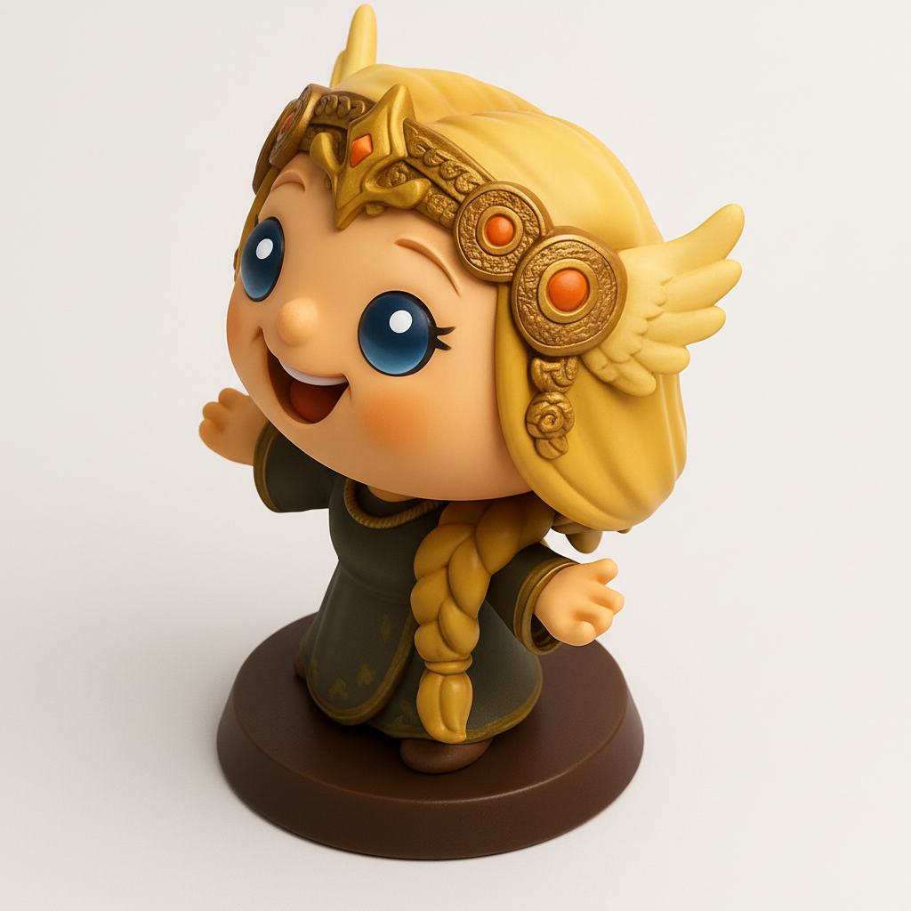 face to 3d model ai-3D portrait printing from photo_Smiling Goddess Figurine - Cute Fantasy Chibi Collectible